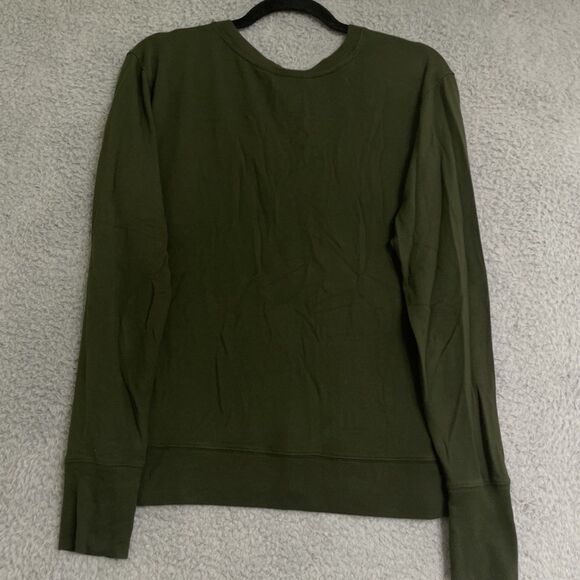 Athleta Sunrise V-Neck Sweatshirt Womens Small Green Pullover Thumbholes Soft - Picture 5 of 9